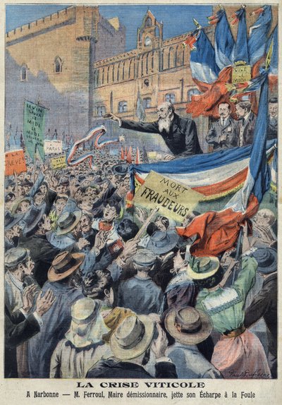 Rivolta dei vigneti nel sud della Francia nel 1907 (stampa) da French School