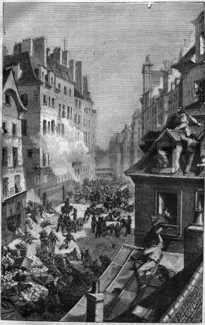 Rivoluzione del 1830: combattimento nel faubourg Saint Antoine. Incisione in 