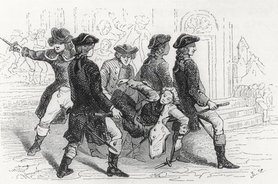Rivolta a Rennes, gentiluomo ferito, illustrazione da Bretagne et Vendee, Histoire de la Revolution dans l
