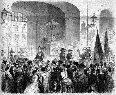 Risorgimento, Napoli, 7 novembre 1860: ingresso di Vittorio Emanuele II al Palazzo Reale di Napoli dopo il voto della popolazione che accetta l