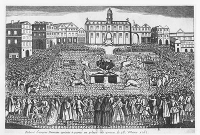 Robert-Francois Damiens giustiziato sulla Place de Grève, Parigi, 28 marzo 1757 da French School