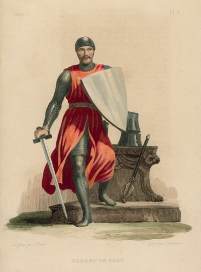 Roberto il Forte (incisione colorata) da French School