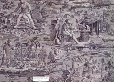 Robinson Crusoe, da un disegno di F. Pieters, c.1815-20 da French School
