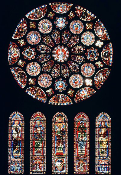 Rosone e finestre a lancetta dalla parete sud, c.1224 da French School
