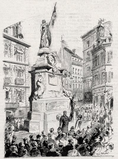 Rouen: membri della Lega dei Patrioti davanti alla statua di Giovanna d