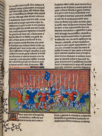 Royal 20 C. VII, f.34 La Battaglia di Courtrai, illustrazione da 