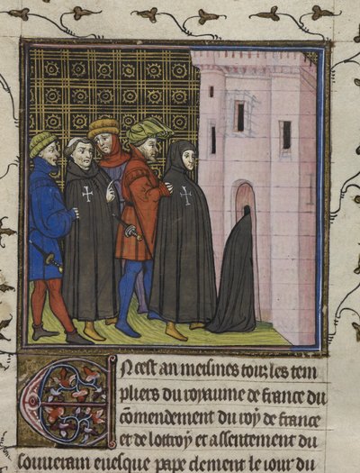 Royal 20 C. VII, f. 42v, Arresto dei Templari, 13 ottobre da French School