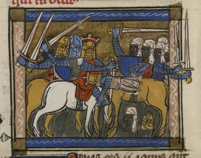 Royal MS 19 D I, f.77v Battaglia di Gengis Khan e Prete Giovanni, da 