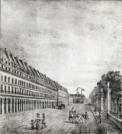 Rue de Rivoli, Parigi - "Alphabet Picturesque des Monumens de Paris" c.1840 (incisione) da French School