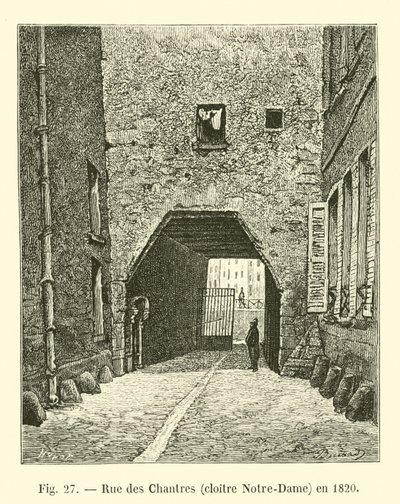 Rue des Chantres, chiostro Notre-Dame, nel 1820 da French School