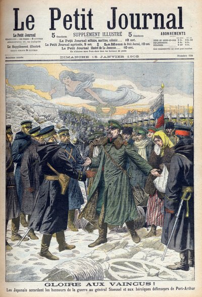 Guerra russo-giapponese 1904-1905: i giapponesi permettono al generale Stoessel e ai difensori russi di Port Arthur una resa onorevole. Da Le petit Journal, Parigi da French School