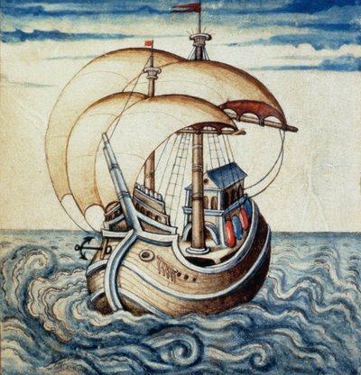 SMM2 p.8 Nave a vela, da Theatre des Vices et Vertus, di Jan van der Noot (c.1539-95) da French School