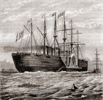 SS Great Eastern, nave a vapore in ferro progettata da Isambard Kingdom Brunel, da Les Merveilles de la Science, pubblicato c.1870 da French School