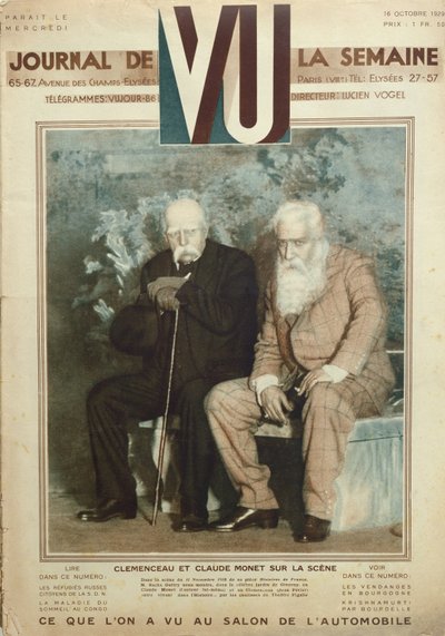 Sacha Guitry (1885-1957) nei panni di Claude Monet (1840-1926) e Jean Perier come Georges Clemenceau (1841-1929) in una scena da Histoires de France, da Vu magazine, 16 ottobre 1919 da French School