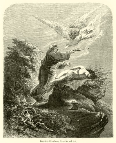 Il sacrificio di Abramo (incisione) da French School