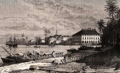 Saigon - Vietnam - Ho-Chi-Minh City - incisione in “La France illustrée: geografia, storia, amministrazione statistica” di V.-A. Malt-Brown. 1884 da French School