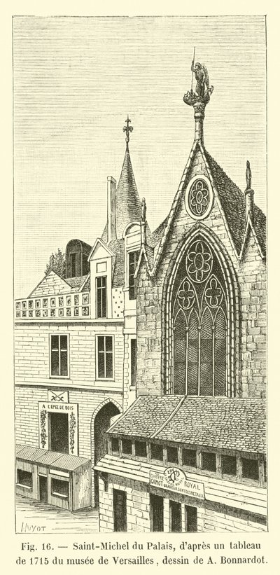 Saint-Michel del Palazzo, da un quadro del 1715 del museo di Versailles, disegno di A Bonnardot da French School
