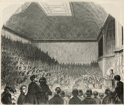 Sala delle lezioni al Collège de France a Parigi nel XIX secolo - Incisione in "Tableau-de-Paris" di Edmond Texier 1852 da French School