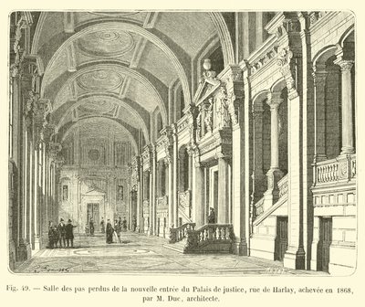 Sala dei passi perduti del nuovo ingresso del Palazzo di Giustizia, rue de Harlay, completata nel 1868, da M Duc, architetto da French School