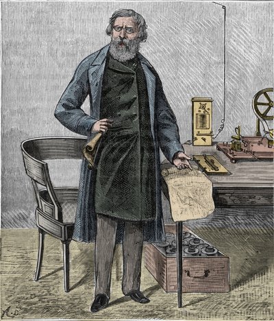 Ritratto di Samuel F. B. Morse, artista americano e inventore del codice Morse - incisione in 