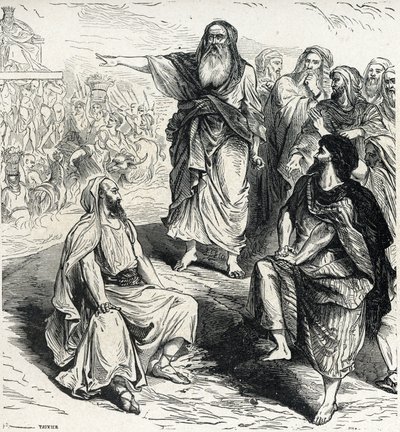 Samuele mostra agli israeliti i pericoli di avere un re (incisione da Lahure, XIX secolo) Collezione privata da French School