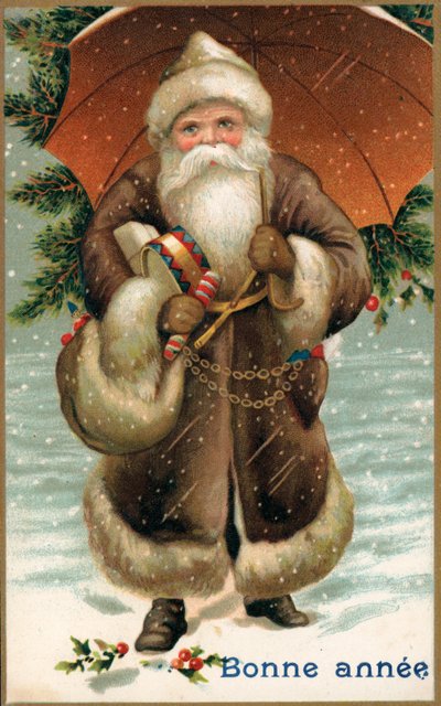 Babbo Natale con un ombrello da French School