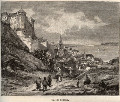 Saumur dipartimento di Maine-et-Loire, nella regione Pays de la Loire - incisione in 
