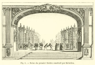 Scena del primo teatro costruito da Richelieu da French School
