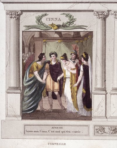 Scena e dialogo di Augusto e Cinna in Cinna o la clemenza di Augusto, tragedia di Corneille da French School