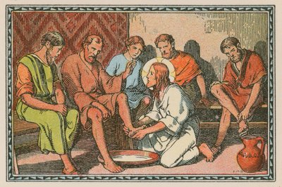 Scena dalla vita di Gesù (incisione colorata) da French School