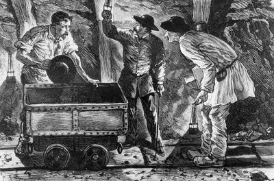 Scena in una miniera di carbone, illustrazione da Germinal di Emile Zola (1840-1902), 1886 da French School