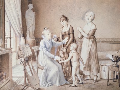Scena di vita familiare, inizio XIX secolo da French School