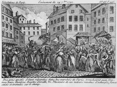 Scena di saccheggio a Parigi, 14 settembre 1792 da French School