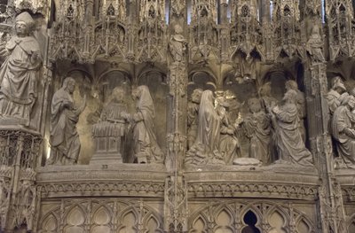 Scena del coro della cattedrale di Chartres: a sinistra: apparizione di Cristo a sua madre, a destra: ascensione da French School