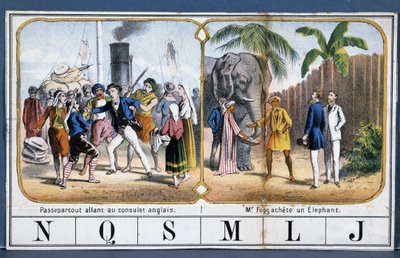 Scene con Passepartout e Phileas Fogg in India, ill. dal gioco 