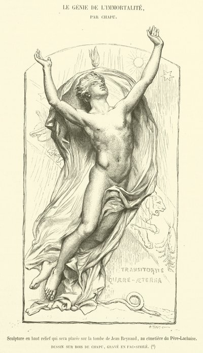 Scultura in alto rilievo che sarà posta sulla tomba di Jean Reynaud, al cimitero del Père-Lachaise da French School