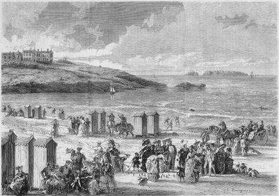 Bagno marino: ultimi bagnanti sulla spiaggia di Dinard, Ile et Vilaine (35) da French School