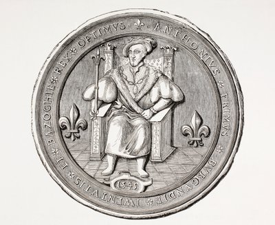 Sigillo del Re della Basoche, il capo della corporazione dei cancellieri del sistema giudiziario di Parigi, da Les Arts au Moyen Age, pubblicato nel 1873 da French School