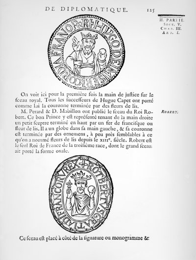 Sigilli di Ugo Capeto (c.941-996) e Roberto II (c.970-1031) il Pio da French School