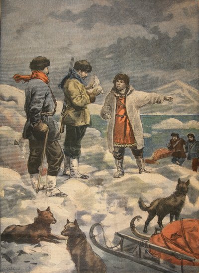 Alla ricerca di Andree, Notizie!, illustrazione da Le Petit Journal: Supplement illustre, 1898 da French School