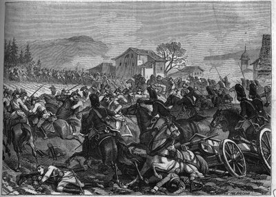 Seconda Coalizione (1798-1800): Battaglia di Stockach il 3 maggio 1800 tra Francia e Austria - Incisione del 1865 in "Histoire du Consulat et de l