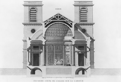 Seconda sezione trasversale della chiesa Saint-Philippe-du-Roule, Parigi da French School