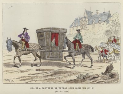 Sedia a portantina trasportata da cavalli, regno di Luigi XIV di Francia, 1715 da French School