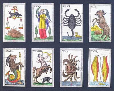 Selezione di carte dei tarocchi astrologici da French School