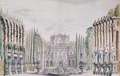Scenografia di un palazzo per un teatro, c.1660-80 da French School