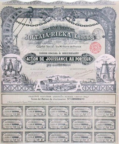 Certificato azionario della compagnia mineraria franco-russa 
