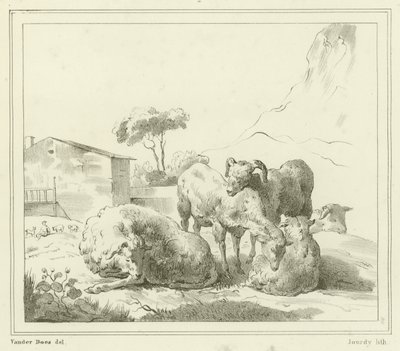 Pecore in un paesaggio da French School