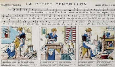 Spartito per la canzone popolare “la petite Cendrillon” - immagine di Epinal da French School
