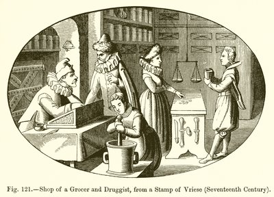 Negozio di un droghiere e farmacista da French School