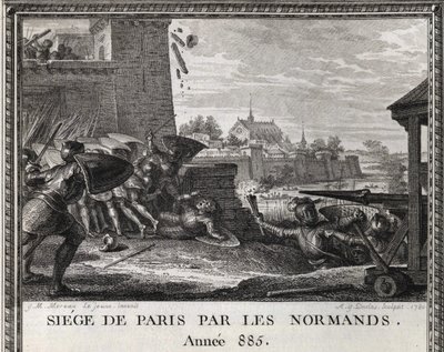 Assedio di Parigi da parte dei Normanni, anno 885. Incisione da 